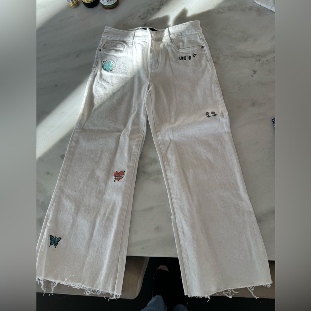 Cropped girls white jeans